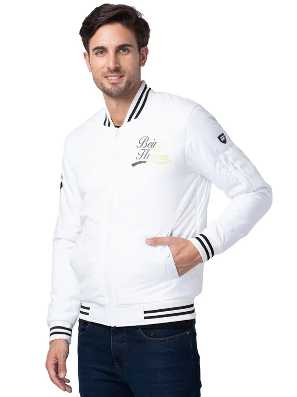 Being Human Regular Fit Men Collared Jackets-White